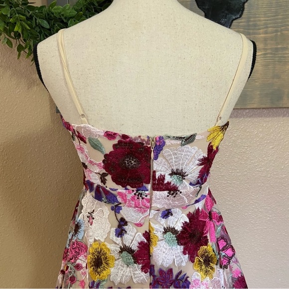 NWOT Lulus Garden Grandeur Beige Floral Embroidered A-Line Mini Dress - Picture 7 of 10